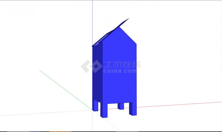 一款蓝色的简约的现代垃圾桶 su模型-图二