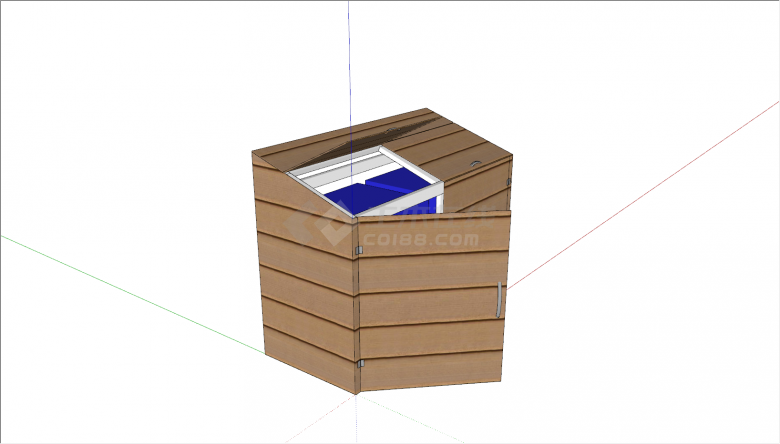  现代木制双开门分类垃圾箱su模型-图二