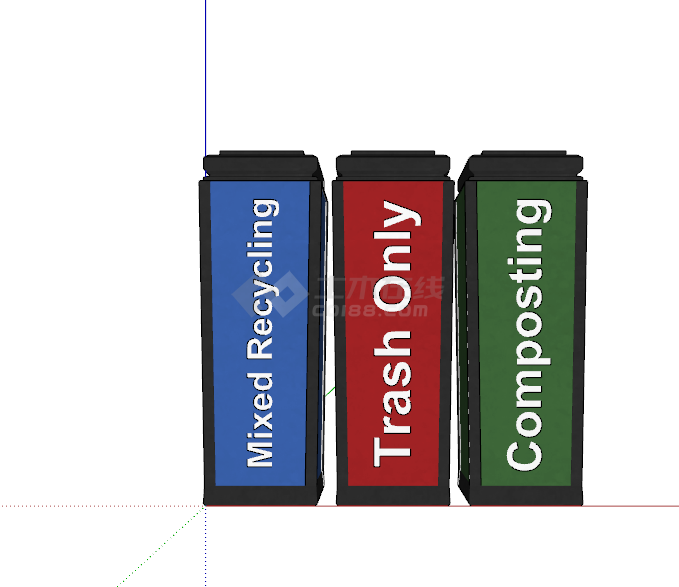  电影院分类垃圾箱su模型-图一