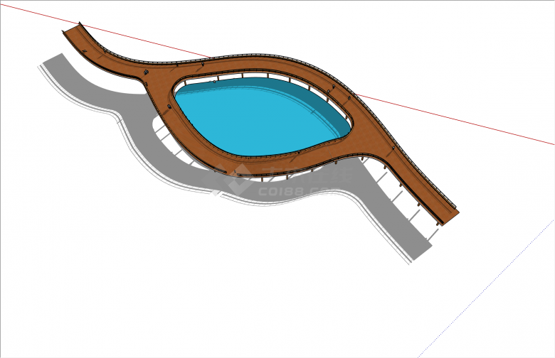 大型现代风格木制景观栈道SU模型-图二