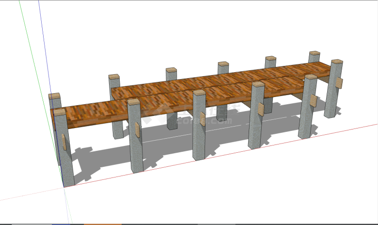 一款美观的简约的景观栈道 su模型-图一