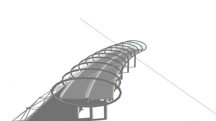 现代玻璃顶景观桥su模型_图1