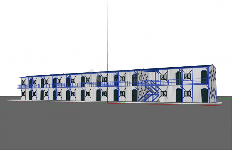 一栋小二层活动板房SU模型-图一