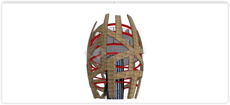 木制鸟巢架构圆形平台瞭望塔su模型-图二