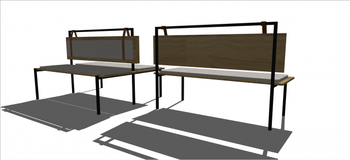 现代公简单木式座椅su模型_图1