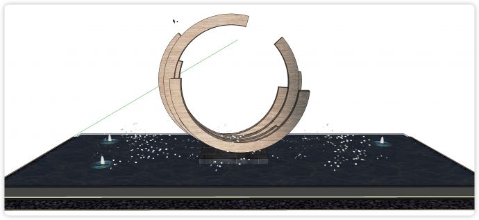 大理石月牙造型喷泉现代不锈钢雕塑su模型_图1