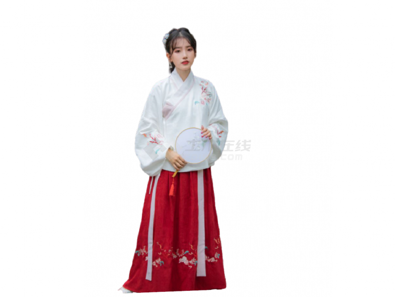 白衣红裙甜美新中式古风人物su模型-图一