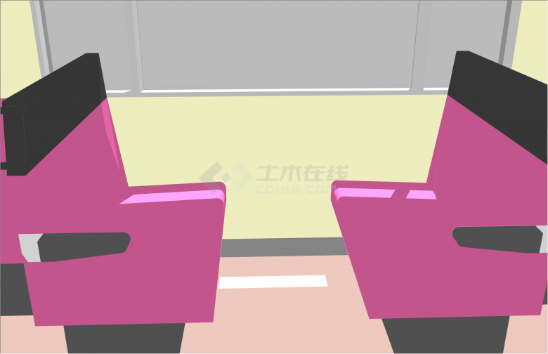 独特粉色现代风格列车内部SU模型-图二