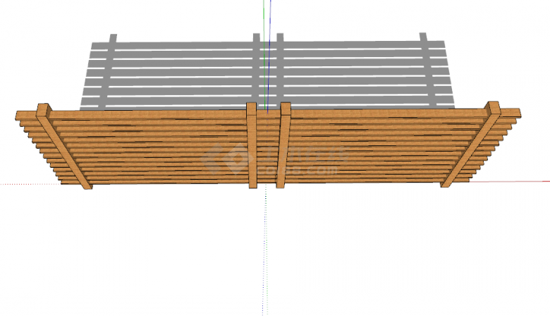 横木搭建的篱笆栅栏su模型-图二