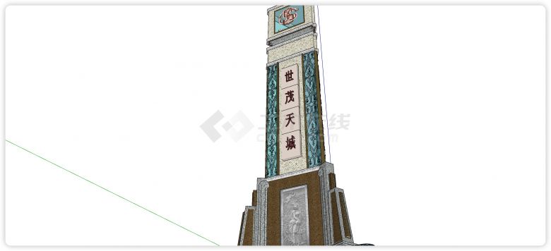 世贸天城中式复古指示牌su模型-图二