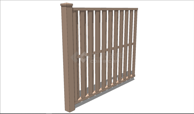 木板紧凑式篱笆栅栏su模型-图二