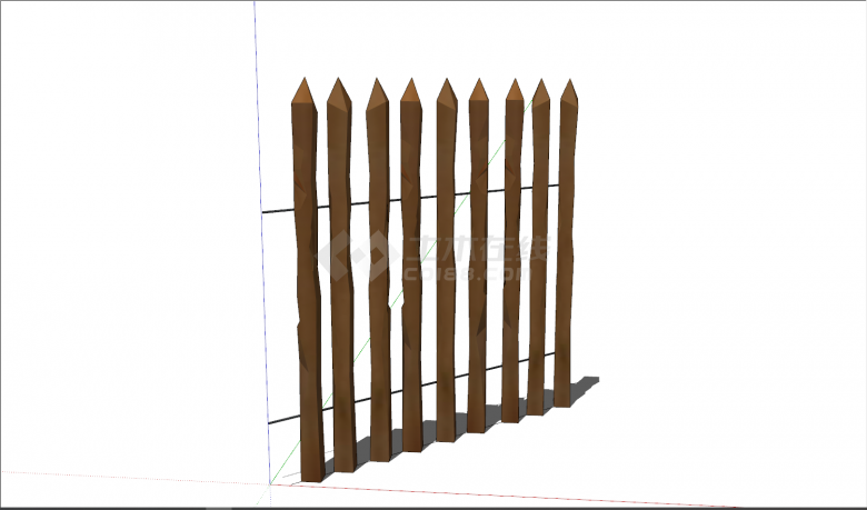 木质简易篱笆栅栏su模型-图二
