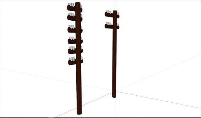 两个简易木质电线杆su模型_图1