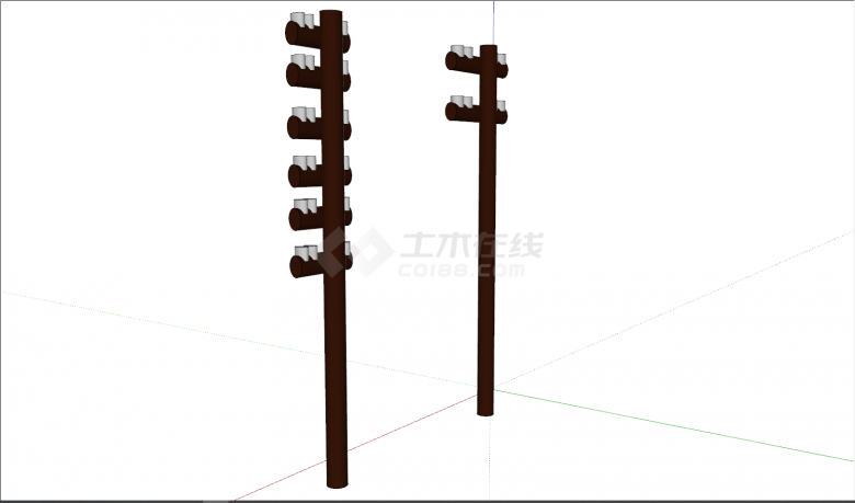 两个简易木质电线杆su模型-图一