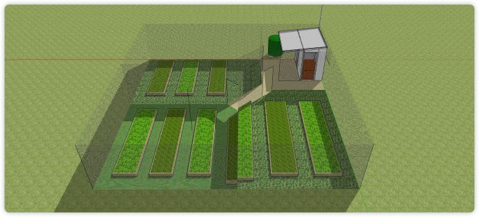  塔顶休闲屋长方形种菜区域菜园su模型_图1