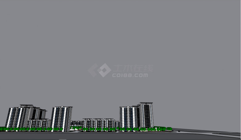 大型简约园林式住宅建筑群su模型-图二