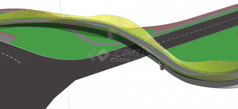 绿色现代简约景观桥 su模型-图二