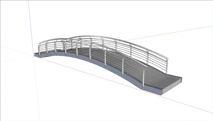 现代简单拱桥景观桥su模型_图1