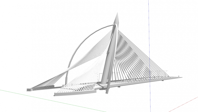 白色三角形景观桥su模型_图1
