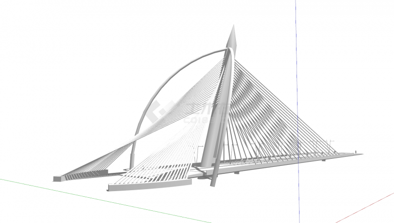 白色三角形景观桥su模型-图一