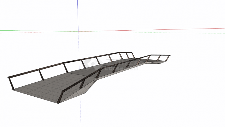 木质护栏景观桥su模型-图二