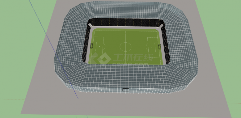 现代正方形状中型足球馆su模型-图二