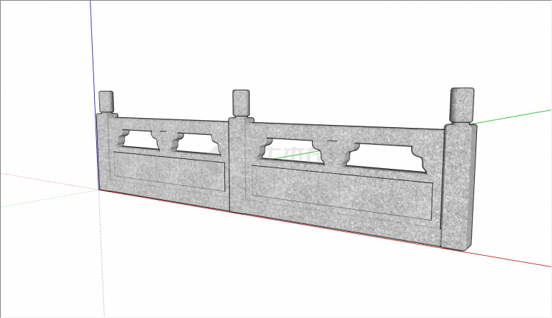 朴素干净石雕石栏杆的SU模型-图一
