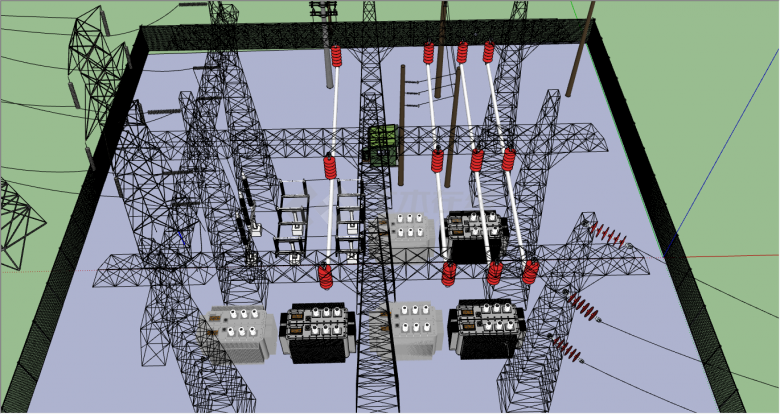 现代大型高压电塔电线杆su模型-图一