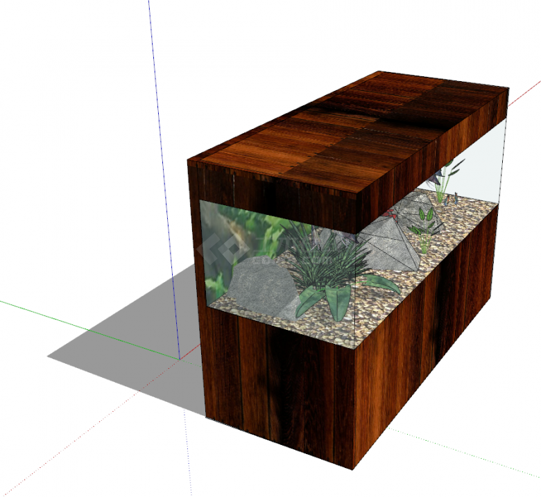 后现代实木镶嵌鱼缸su模型-图二
