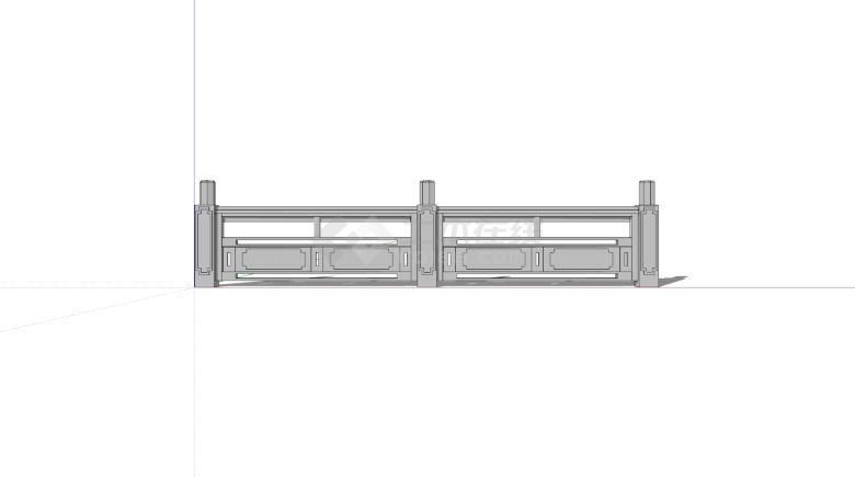 中式仿古石栏杆一组su模型-图一