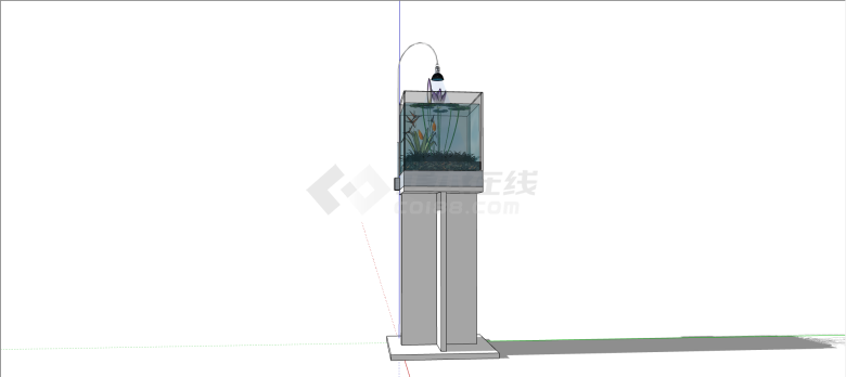 现代喷头式共生生态系统鱼缸su模型-图二