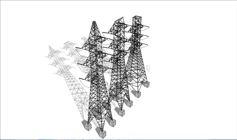 大型现代高压电塔 电线杆 su模型-图一
