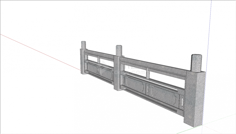 新中式两组同规格石栏杆su模型-图二