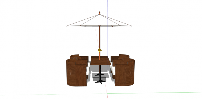 木制休闲风户外座椅su模型_图1