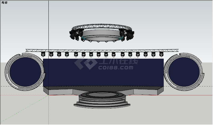 小型现代风格藏蓝色舞台su模型-图一