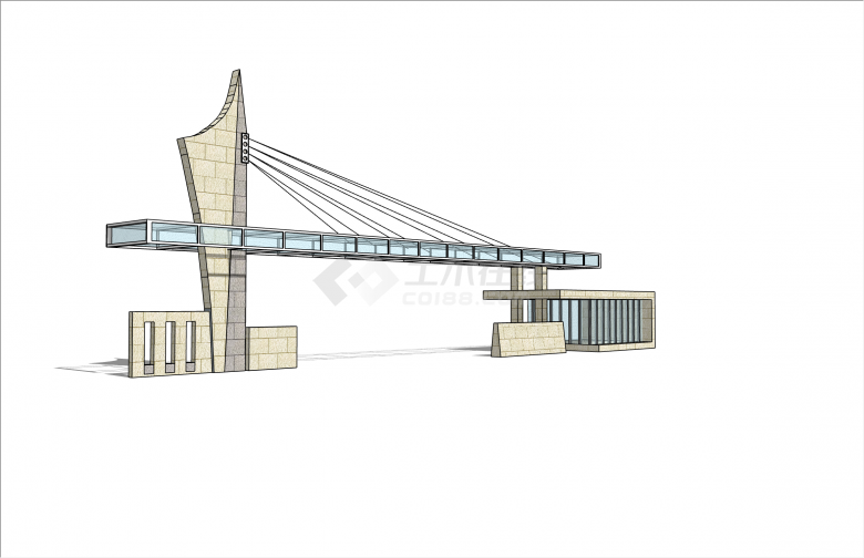 新颖现代风格厂区学校大门入口su模型-图二