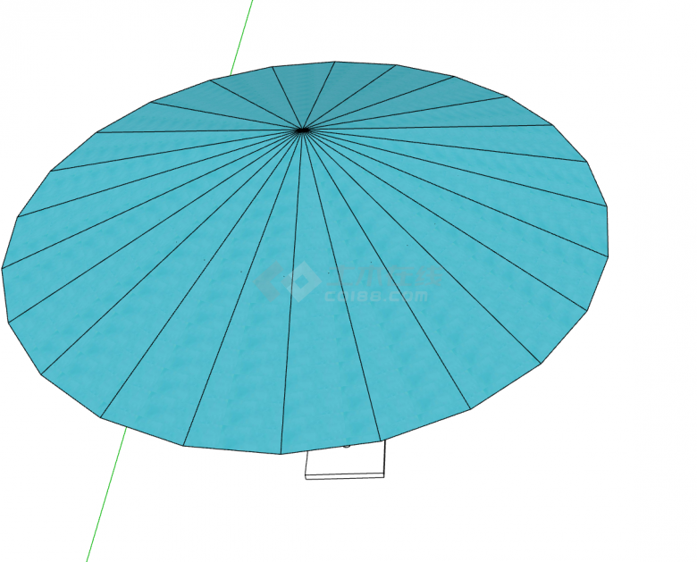 蓝色伞面白色伞柄24股遮阳伞su模型-图二