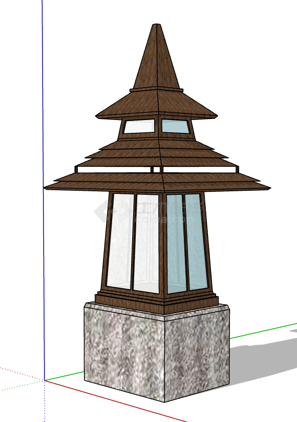 宝塔形复古景区景观灯的SU模型-图二