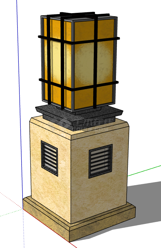 灯座可做商场通风口景观灯的SU模型-图二