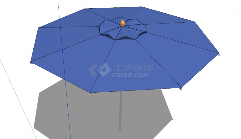 现代蓝色可折叠遮阳伞su模型-图二