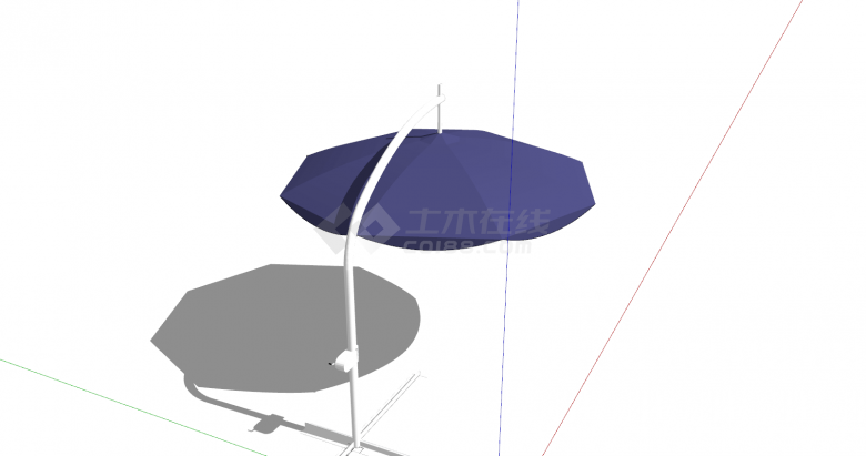 紫色遮阳伞立式摆件su模型-图二