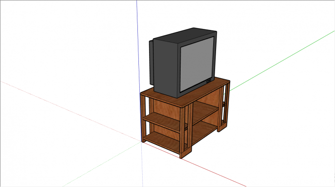 带棕色电视柜的老式的TVsu模型_图1