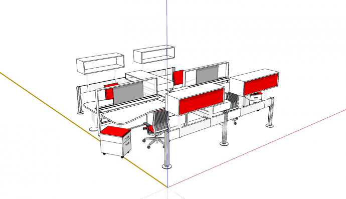 新型室内功能办公桌su模型_图1