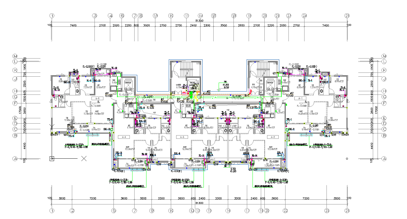 湖北十五层住宅区给排水消防系统设计图CAD图纸