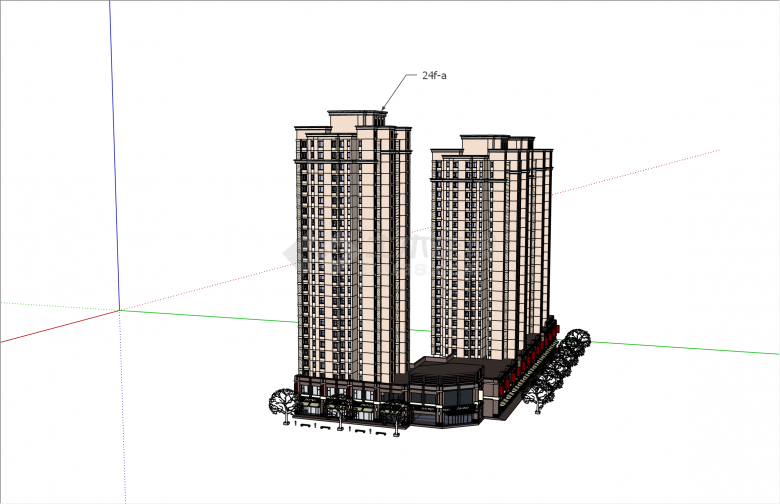 简约新古典高层住宅小区楼盘su模型-图二