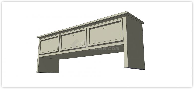 宜家风格三抽屉电视柜储藏柜su模型-图二