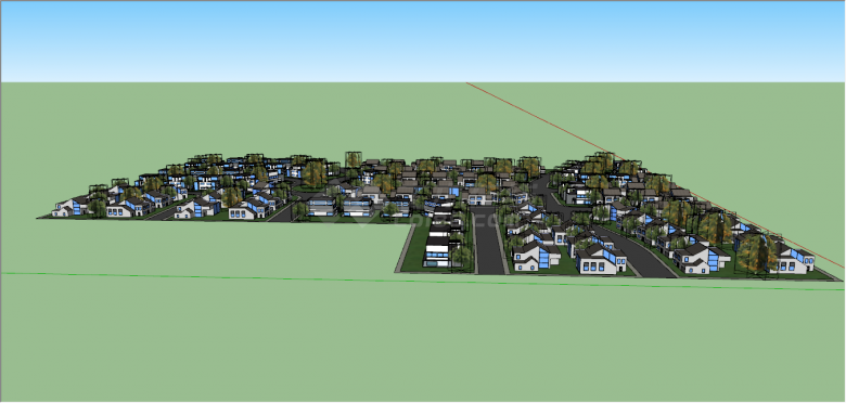 有序紧凑双层住宅区su模型-图二