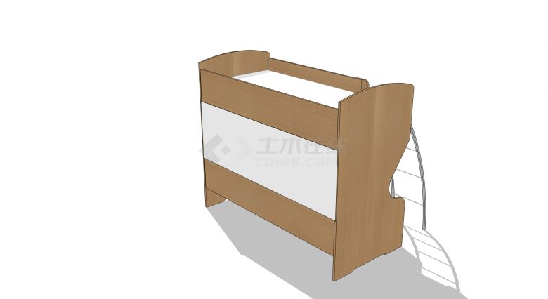 原木色双层白色床单儿童床su模型-图二