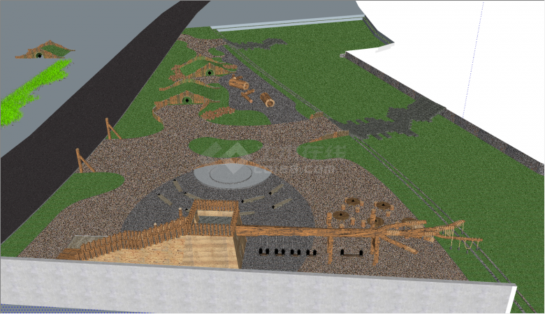 观景台可俯瞰全景乡村公园的SU模型-图二