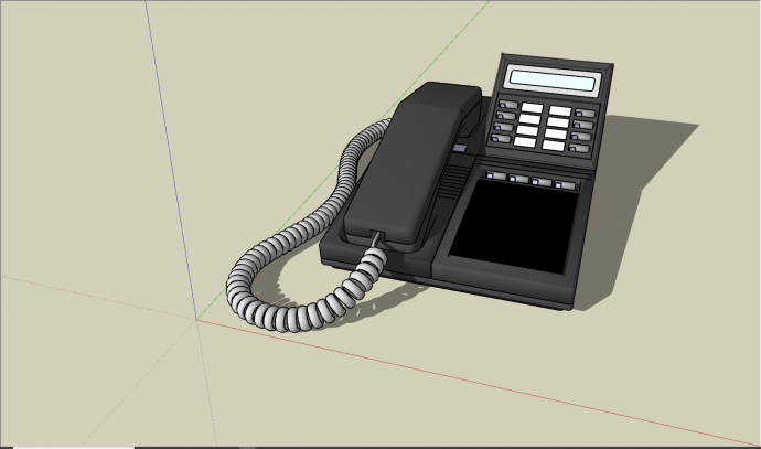 现代黑色网线电话座机su模型_图1